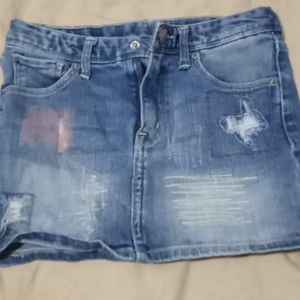 Destructed denim skirt